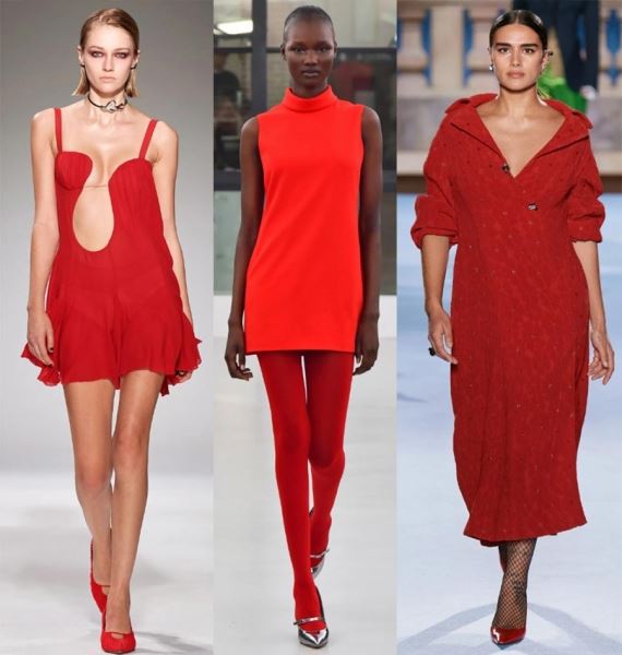 Красный цвет в одежде на модных показах 2023