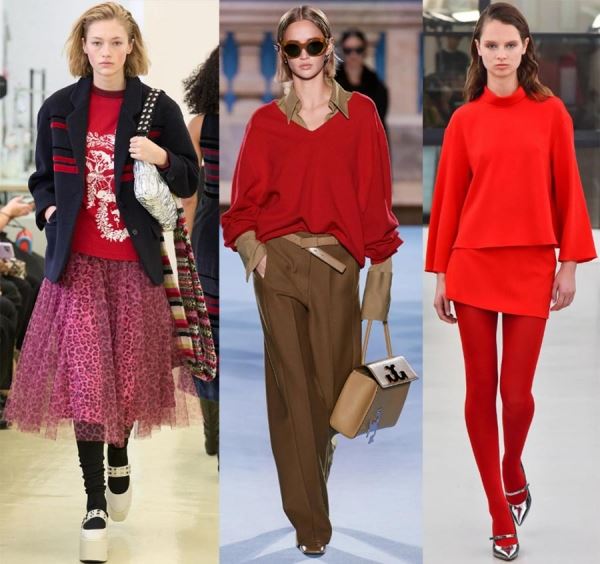 Красный цвет в одежде на модных показах 2023
